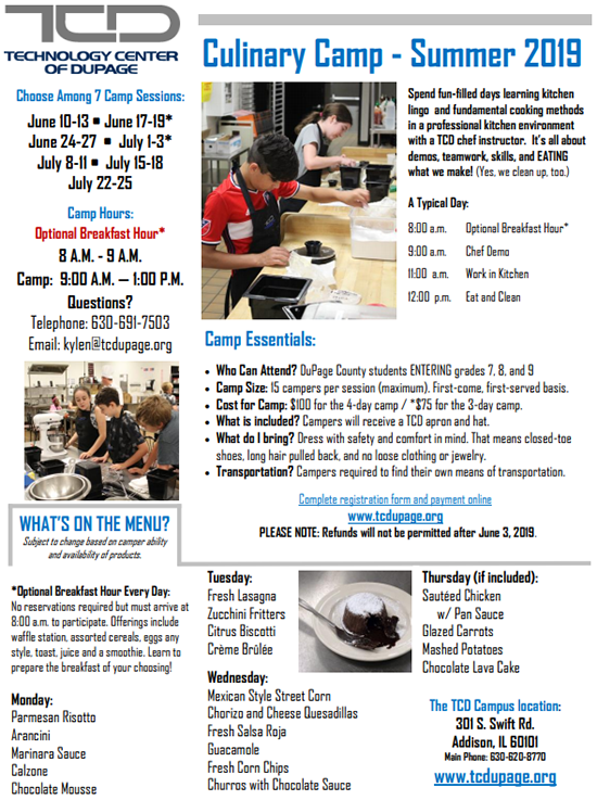 Culinary Camp Tcd
