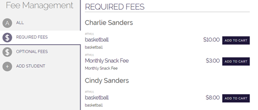 Required Fees Section